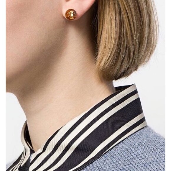Tory Burch Jewelry - Tory Burch Women's Crystal Pearl Stud Earrings Brown OS